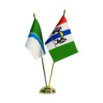 Настольный флагшток пластик под золото, 2 штока