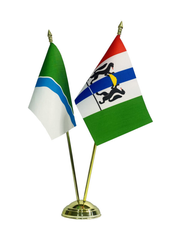 Настольный флагшток пластик под золото, 2 штока