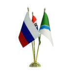 Настольный флагшток пластик под золото, 3 штока