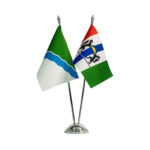 Настольный флагшток пластик под серебро, 2 штока