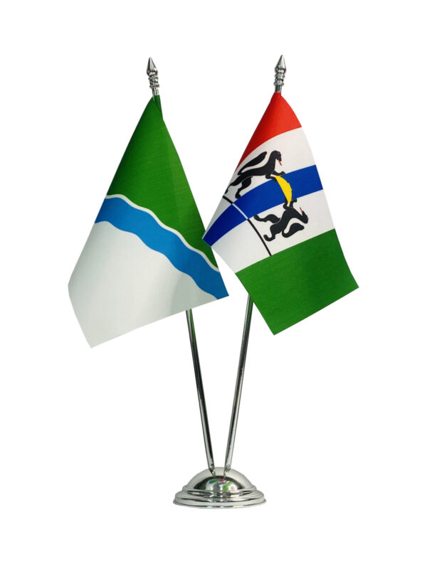 Настольный флагшток пластик под серебро, 2 штока