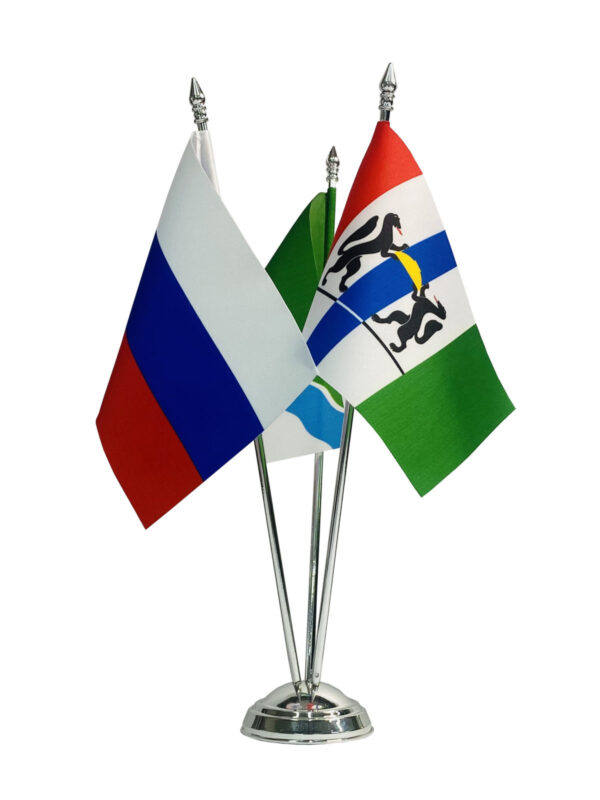 Настольный флагшток пластик под серебро, 3 штока