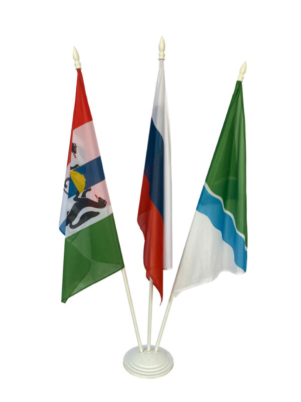 Напольный флагшток пластик белый, 3 штока