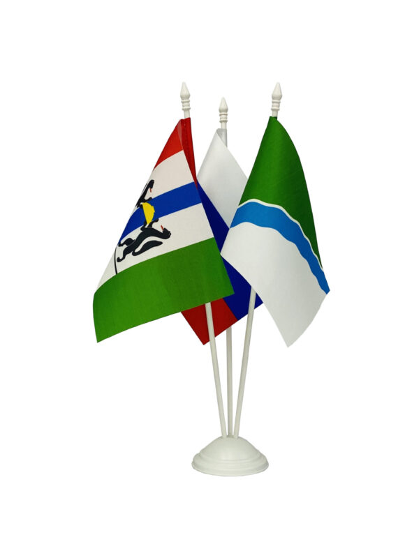 Настольный флагшток пластик белый, 3 штока